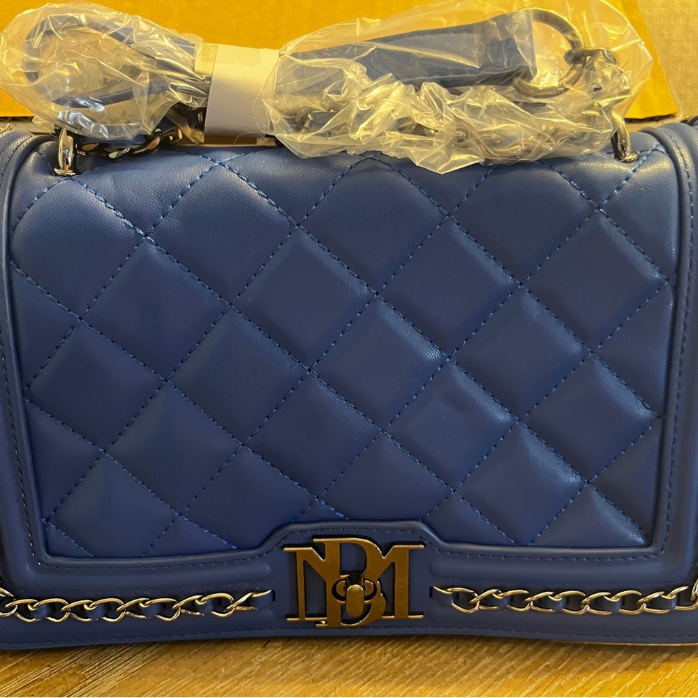 Badgley Mischka Royal Blue Quilted Crossbody Bag